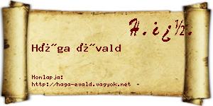 Hága Évald névjegykártya